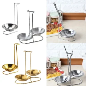 304 Stainless Steel Kitchen Accessories Soup Spoon Rest Stand Tableware Storage Shelf Spoon Utensil Rack Single/Double Ladle