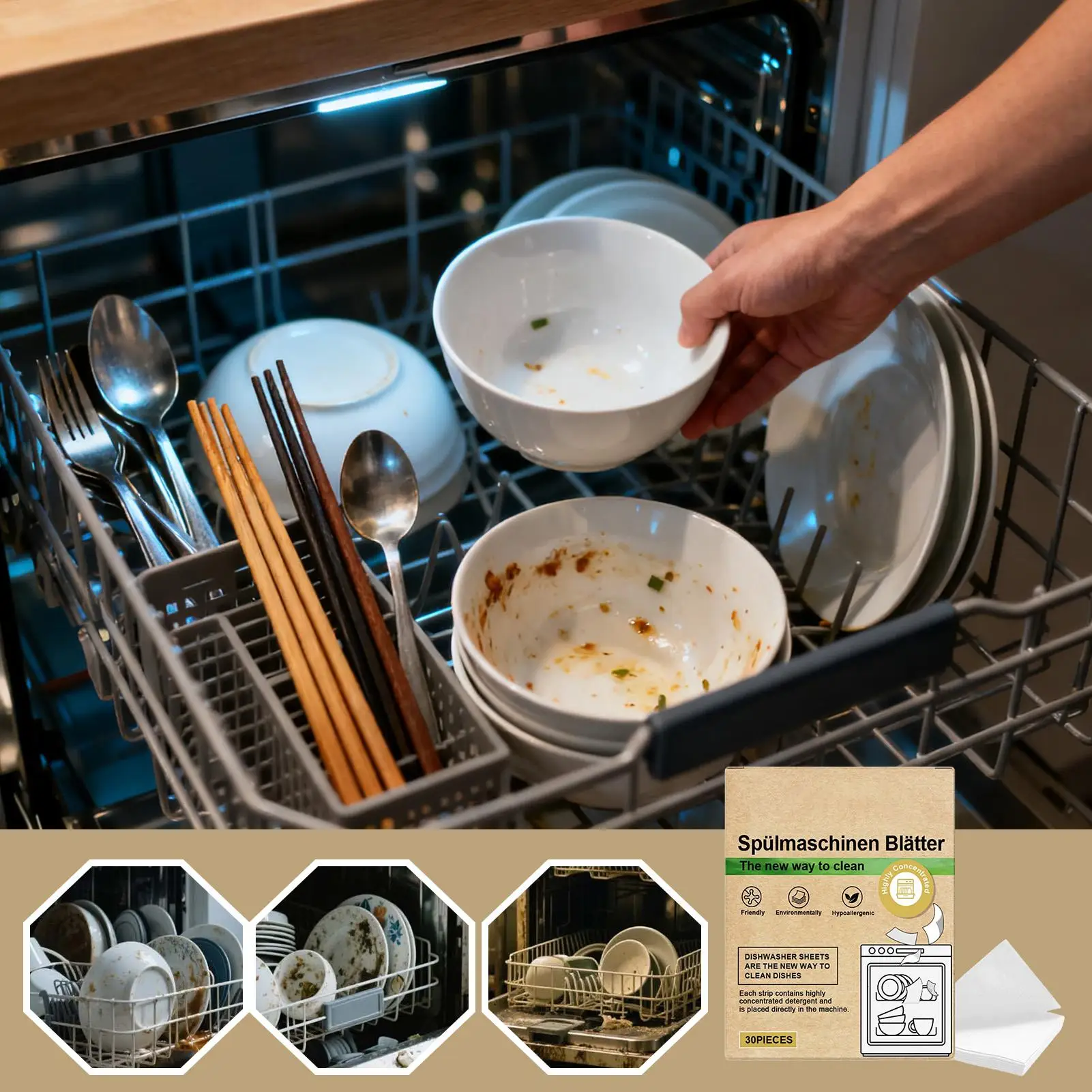 30Pcs Dishwasher Cleaner Tablets Odor Eliminator Sheets Heavy Duty Deep Clean Descaler for Kitchen Laundry Washing Machine Use - Image 3
