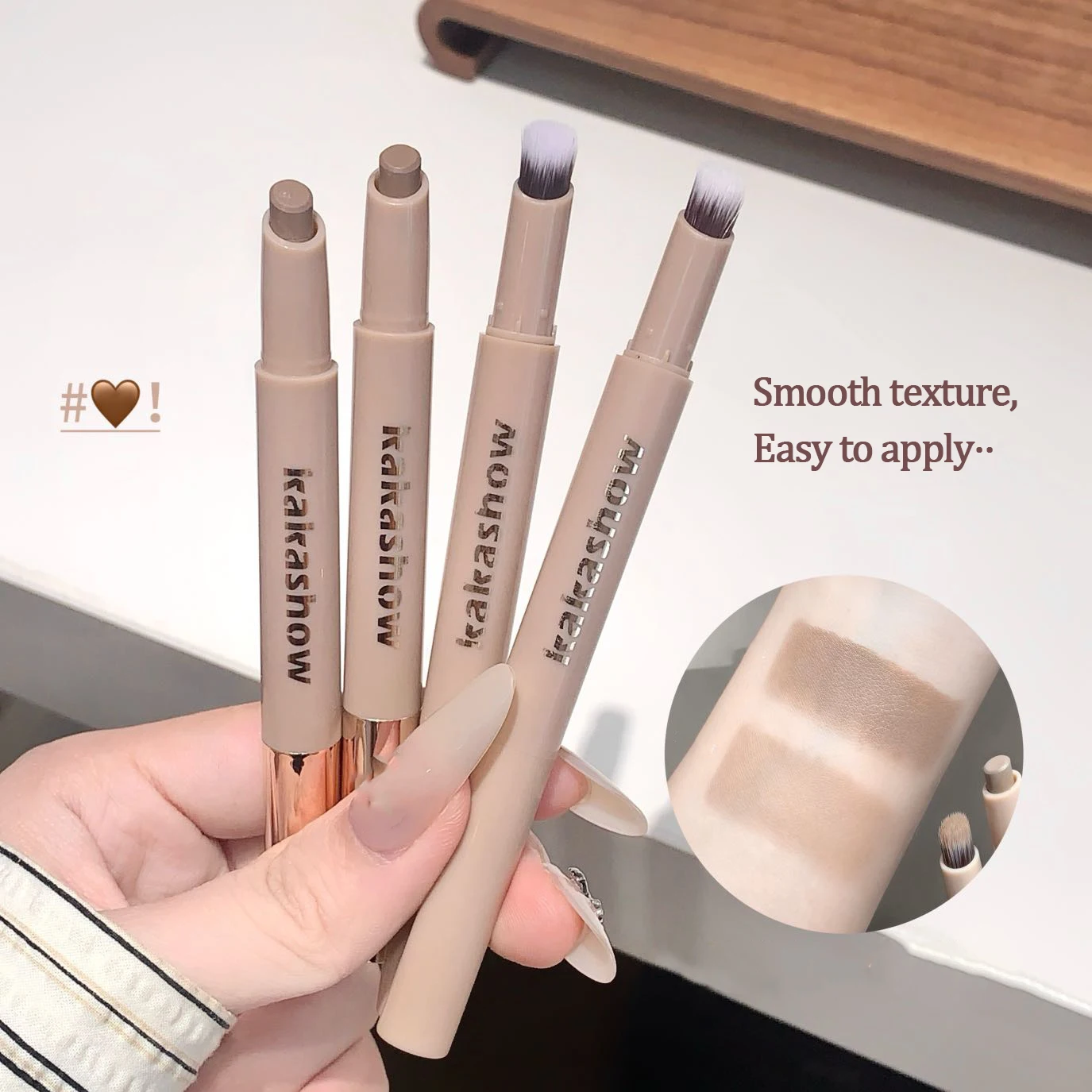 3D Contouring Pen Matte Bronzer Stick Grey Brown Nose Shadow Contour Pen With Brush Double Head Facial Contour Stick Makeup - Image 6