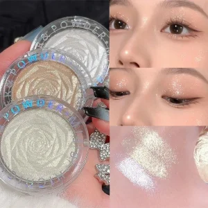 3D Rose Diamond Highlighter Powder Palette Glitter Brighten Makeup Bronzer Shimmer Luxury High Gloss Glow Face Contour Cosmetics