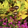 3Pcs Rustic Metal Rain Catcher Garden Stakes Decorative Ornament for Porch Yard Patio Lawn Backyard Decor