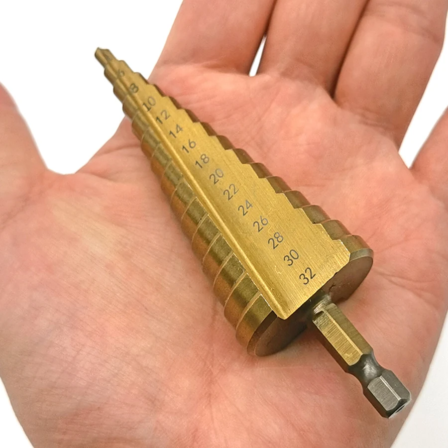 4-32mm premium titanium coated metal hexagonal pagoda drill bit high-speed steel step drill bit set woodworking drill bit metric - Image 4