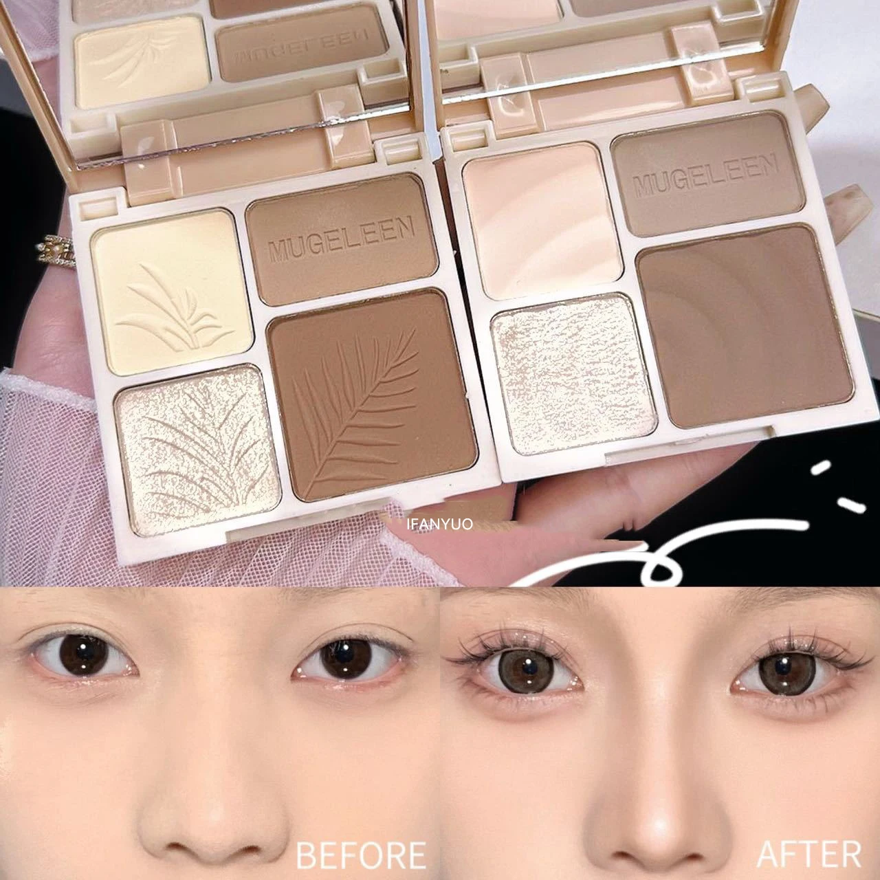 4Colors Matte Highlighter Contour 3D Facial Bronzer Brightening Glitter Highlight Palette Eye Shadow Nose Powder Makeup Cosmetic - Image 2