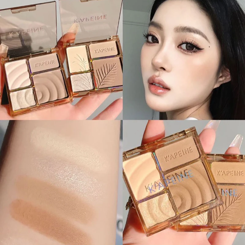 4Colors Matte Highlighter Contour 3D Facial Bronzer Brightening Glitter Highlight Palette Eye Shadow Nose Powder Makeup Cosmetic - Image 5