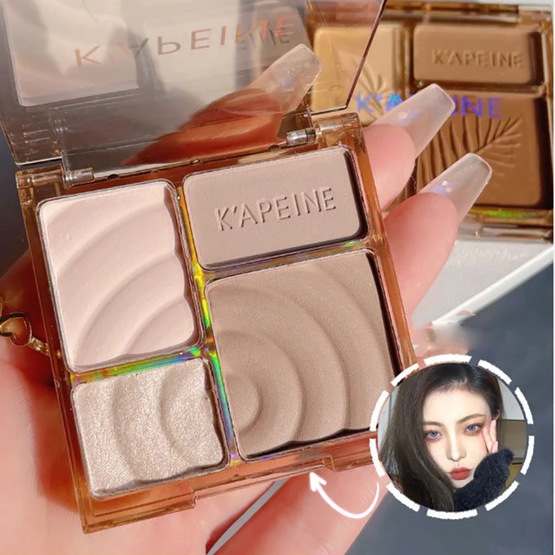 4Colors Matte Highlighter Contour 3D Facial Bronzer Brightening Glitter Highlight Palette Eye Shadow Nose Powder Makeup Cosmetic - Image 6