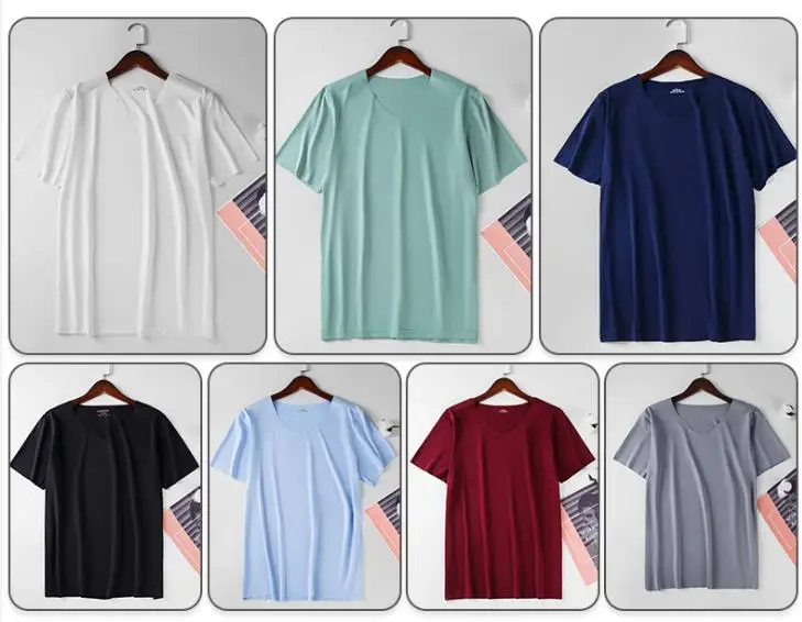 4Pcs Summer Ice Silk Men T-Shirt Vest Men's No Trace Sports Short Sleeve T-shirt Solid V-neck Tees Quick Dry Shirt Tops Fitness - Image 2