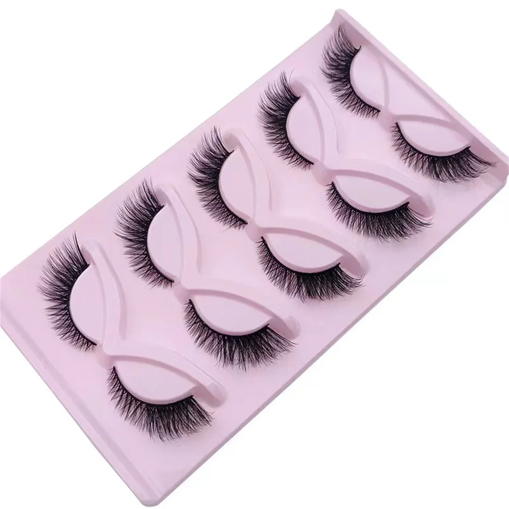 5 Pairs Cat Eye Lashes Long Lashes Cat Eye Look Wispy Lashes Eye End Elongated Strip Thick False Eyelashes - Image 2