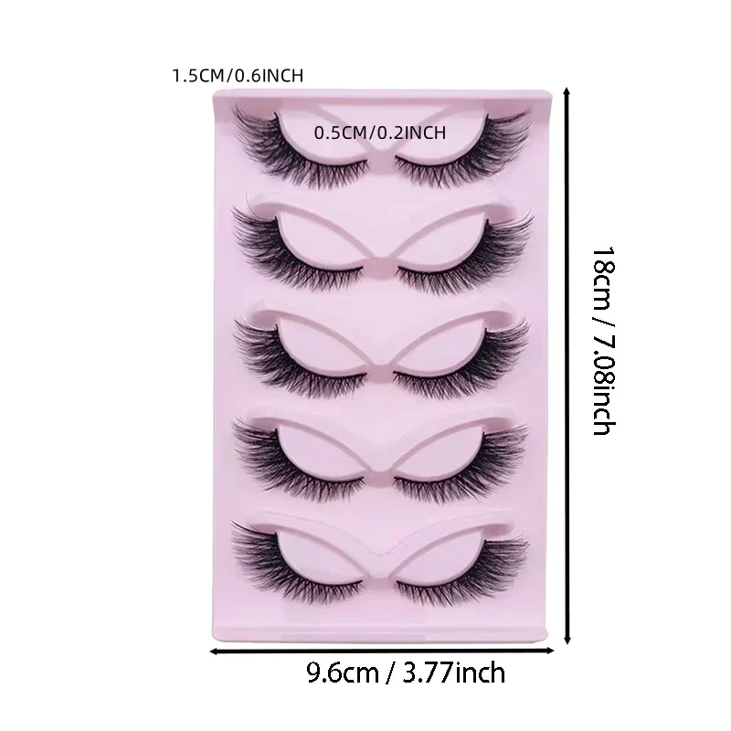 5 Pairs Cat Eye Lashes Long Lashes Cat Eye Look Wispy Lashes Eye End Elongated Strip Thick False Eyelashes - Image 4
