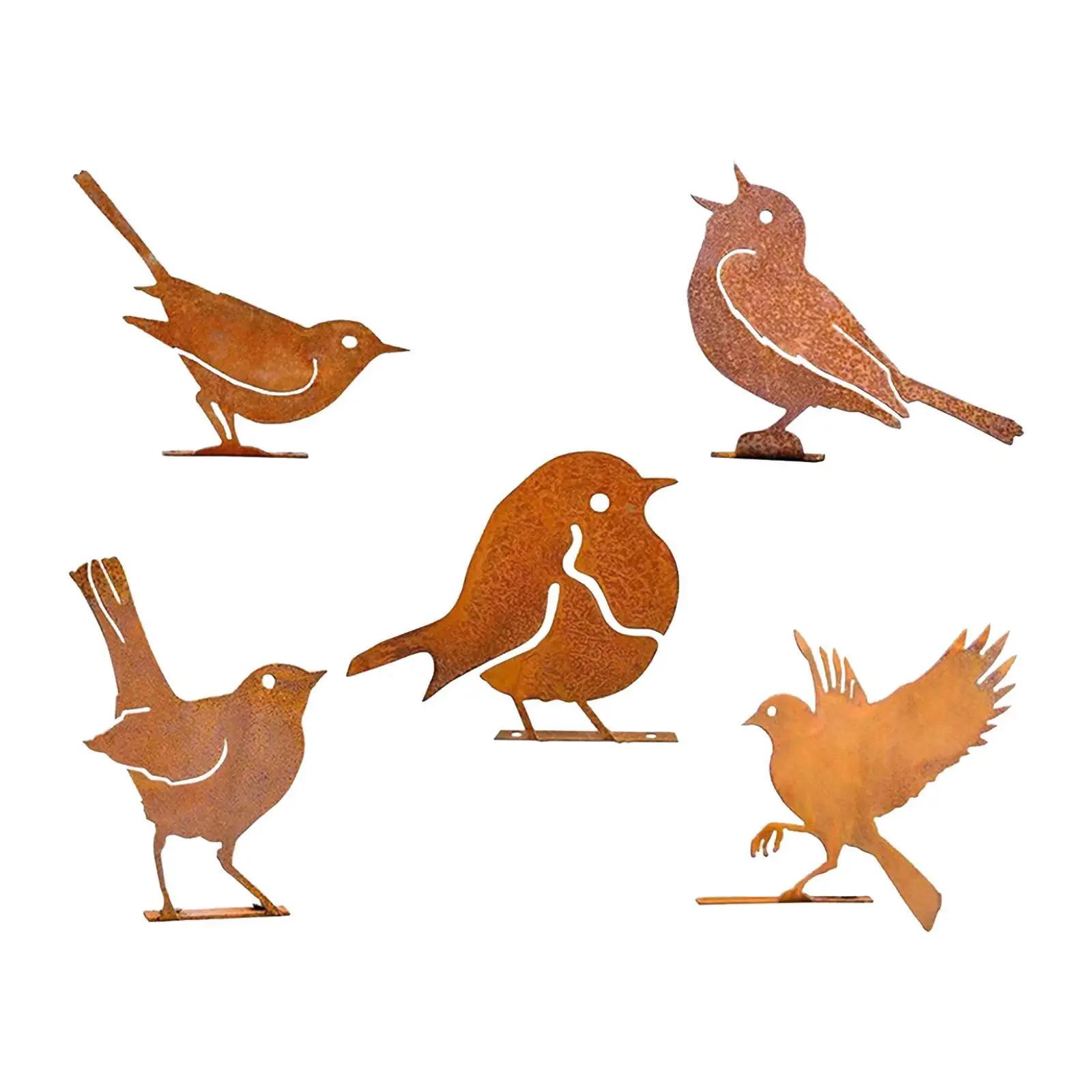 5 Pieces Iron Bird Decoration Bird Silhouette Ornaments for Garden Gates
