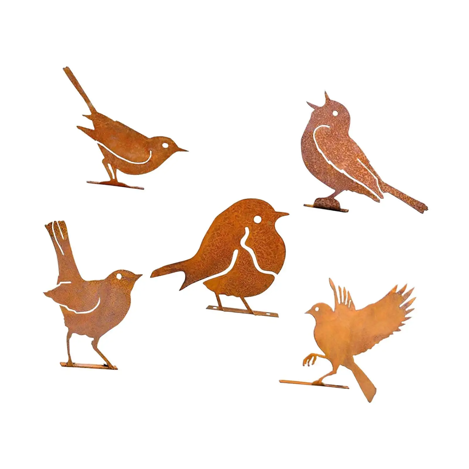 5 Pieces Iron Bird Decoration Bird Silhouette Ornaments for Garden Gates