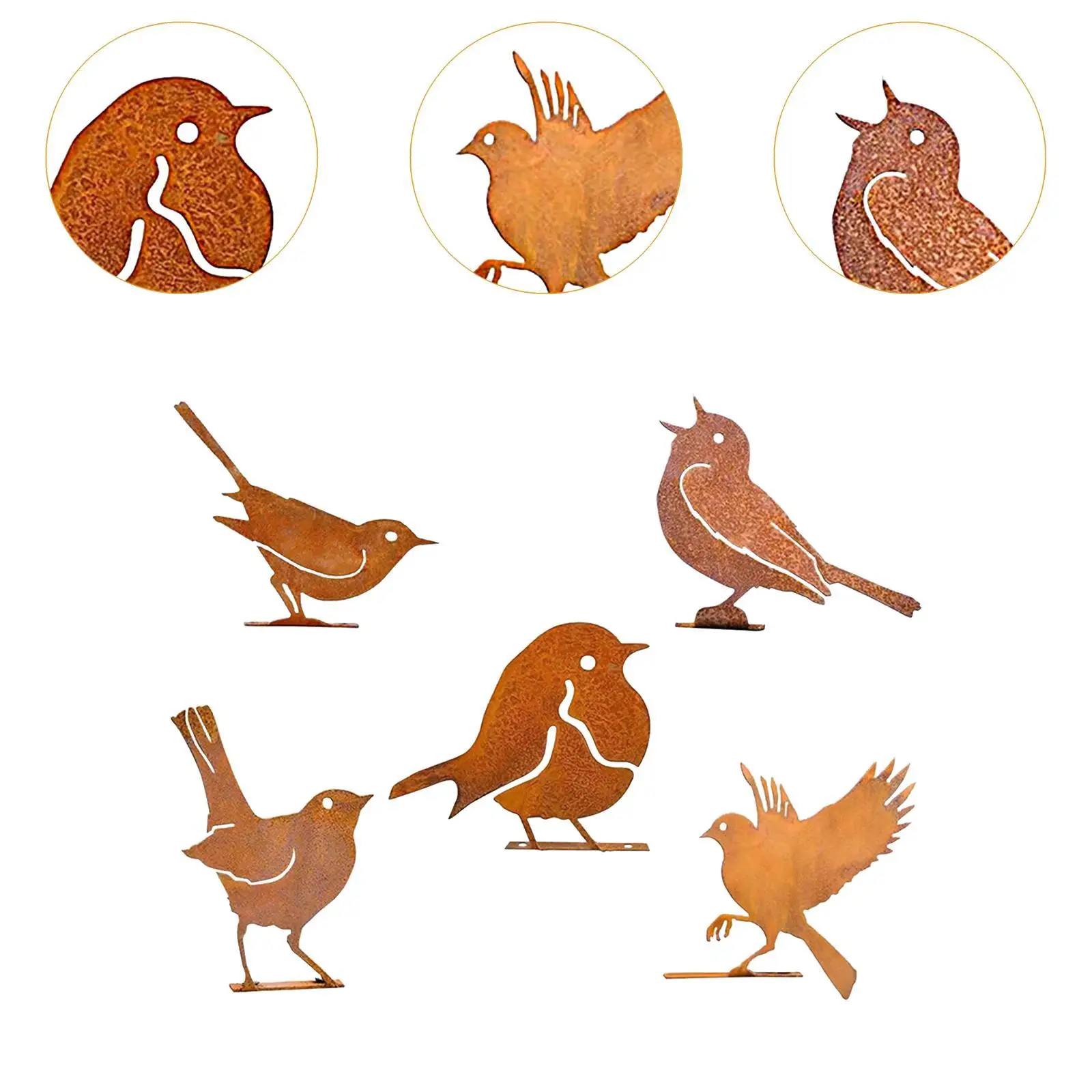 5 Pieces Iron Bird Decoration Bird Silhouette Ornaments for Garden Gates - Image 5