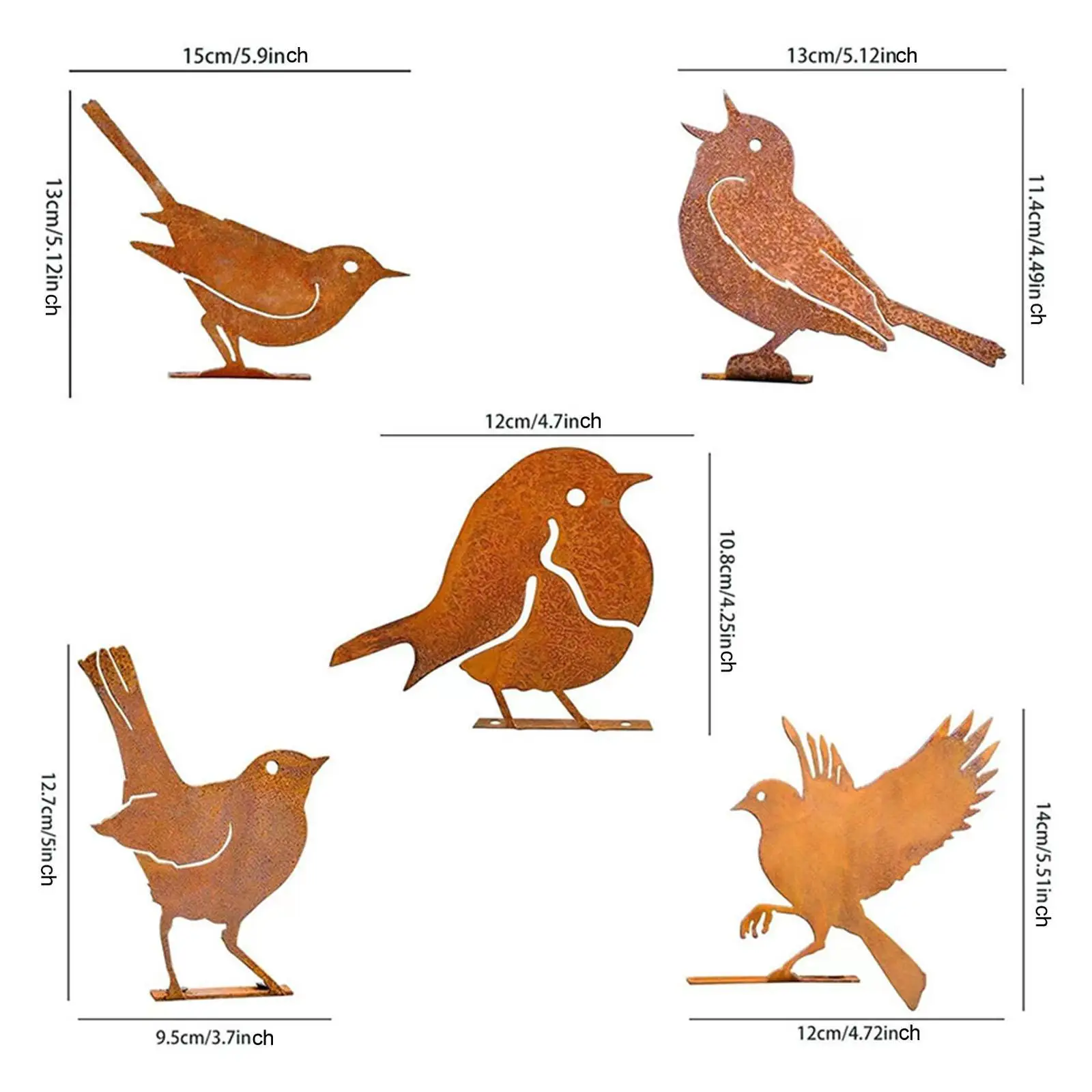 5 Pieces Iron Bird Decoration Bird Silhouette Ornaments for Garden Gates - Image 6