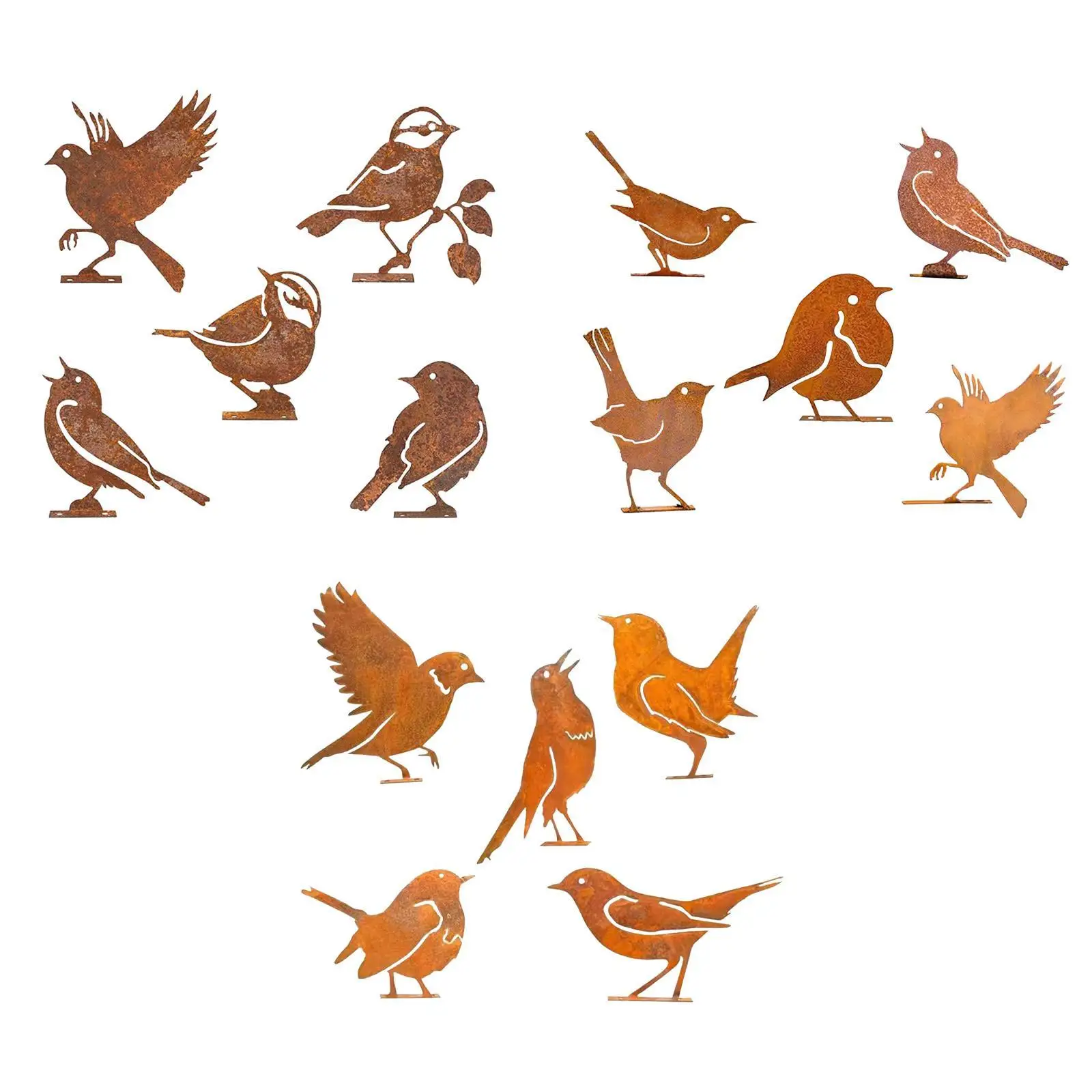 5 Pieces Iron Bird Decoration Bird Silhouette Ornaments for Garden Gates