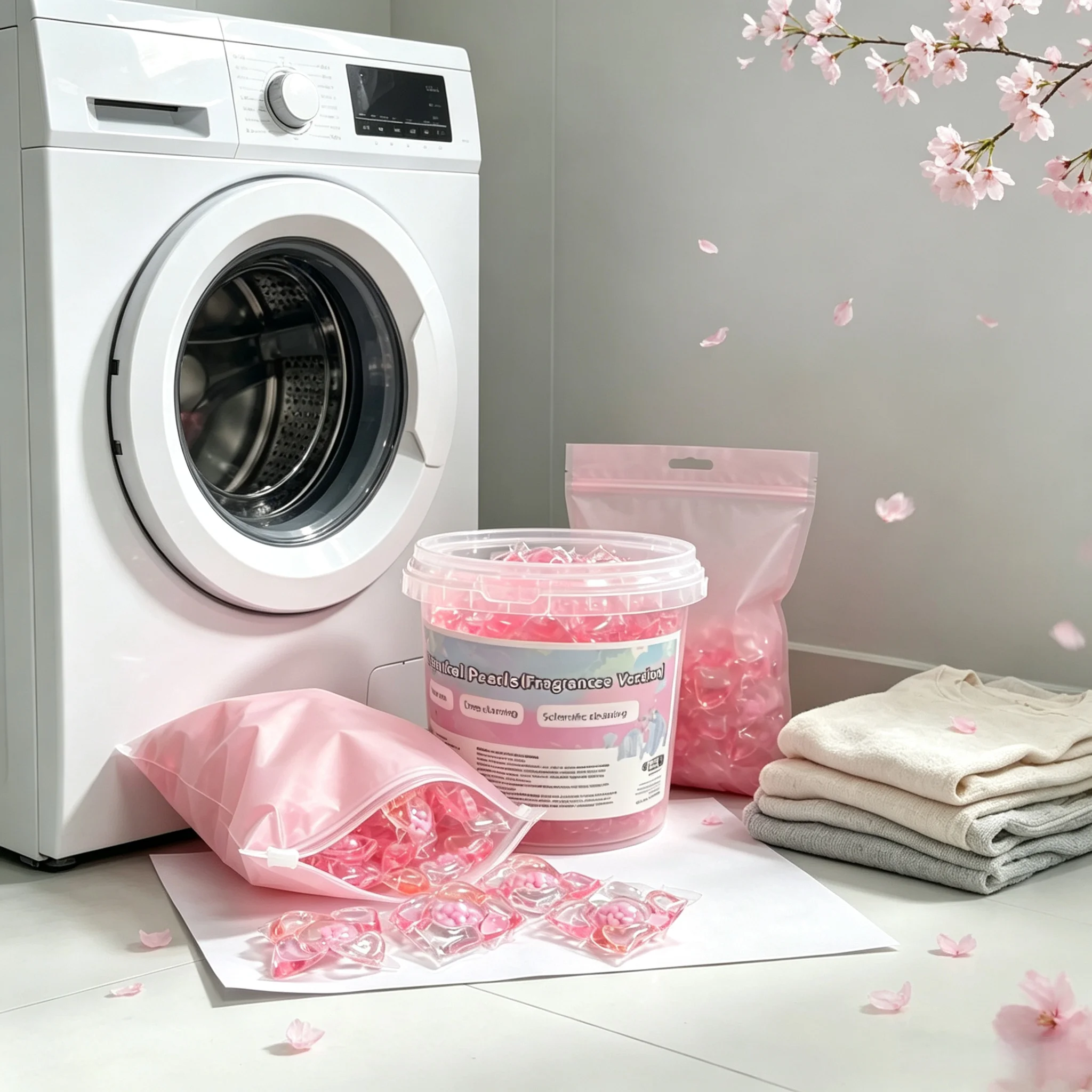 5-in-1 Cherry Blossom Laundry Detergent Pods,30/60pcs High Efficiency Stain Removal Laundry Capsules, Fresh Scent for Famil - Image 3