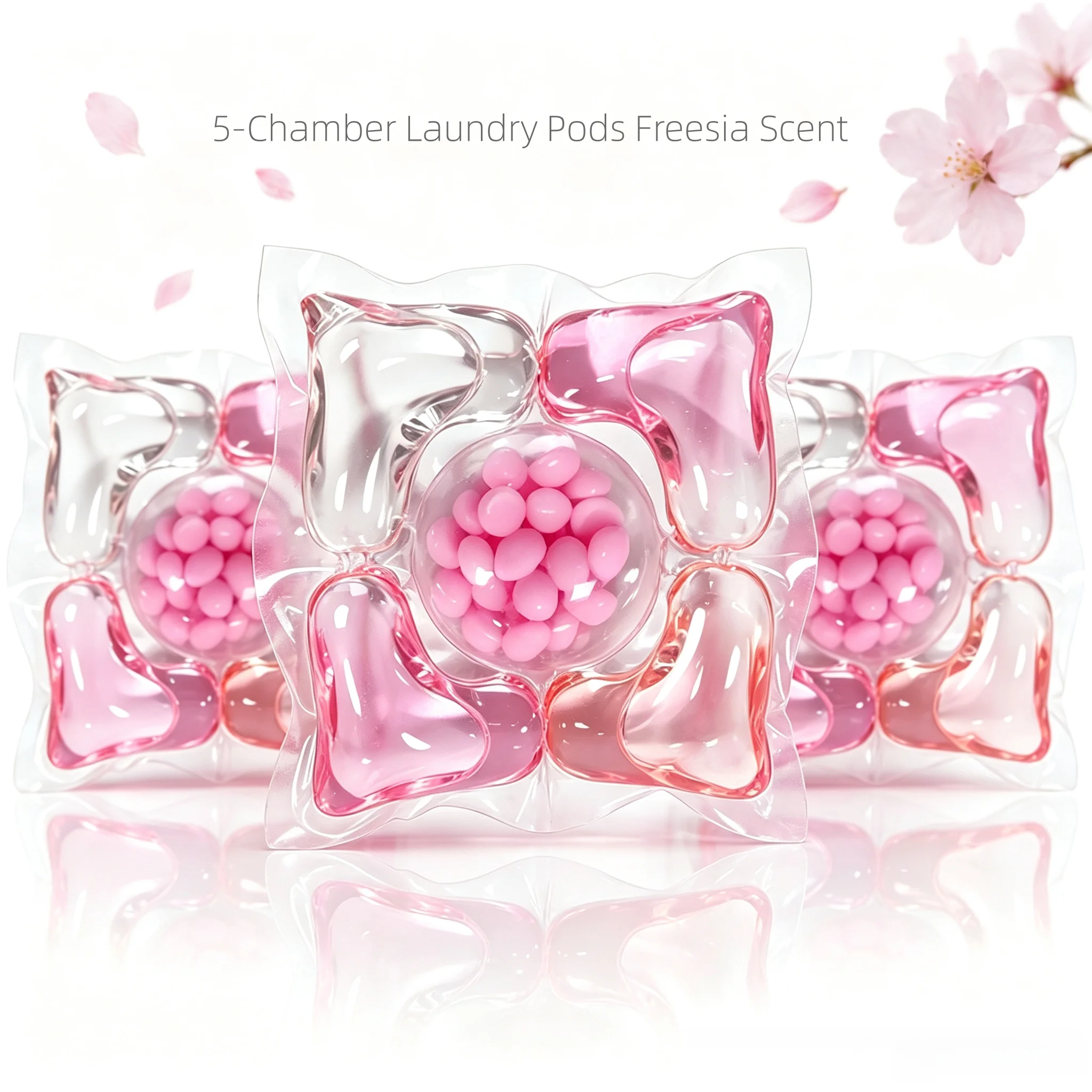 5-in-1 Cherry Blossom Laundry Detergent Pods,30/60pcs High Efficiency Stain Removal Laundry Capsules, Fresh Scent for Famil