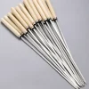 5/10pcs Wooden Handle Anti-Scalding Barbecue Skewers Can Be Reused 304 Stainless Steel Metal Barbecue Skewers Wide Skewers