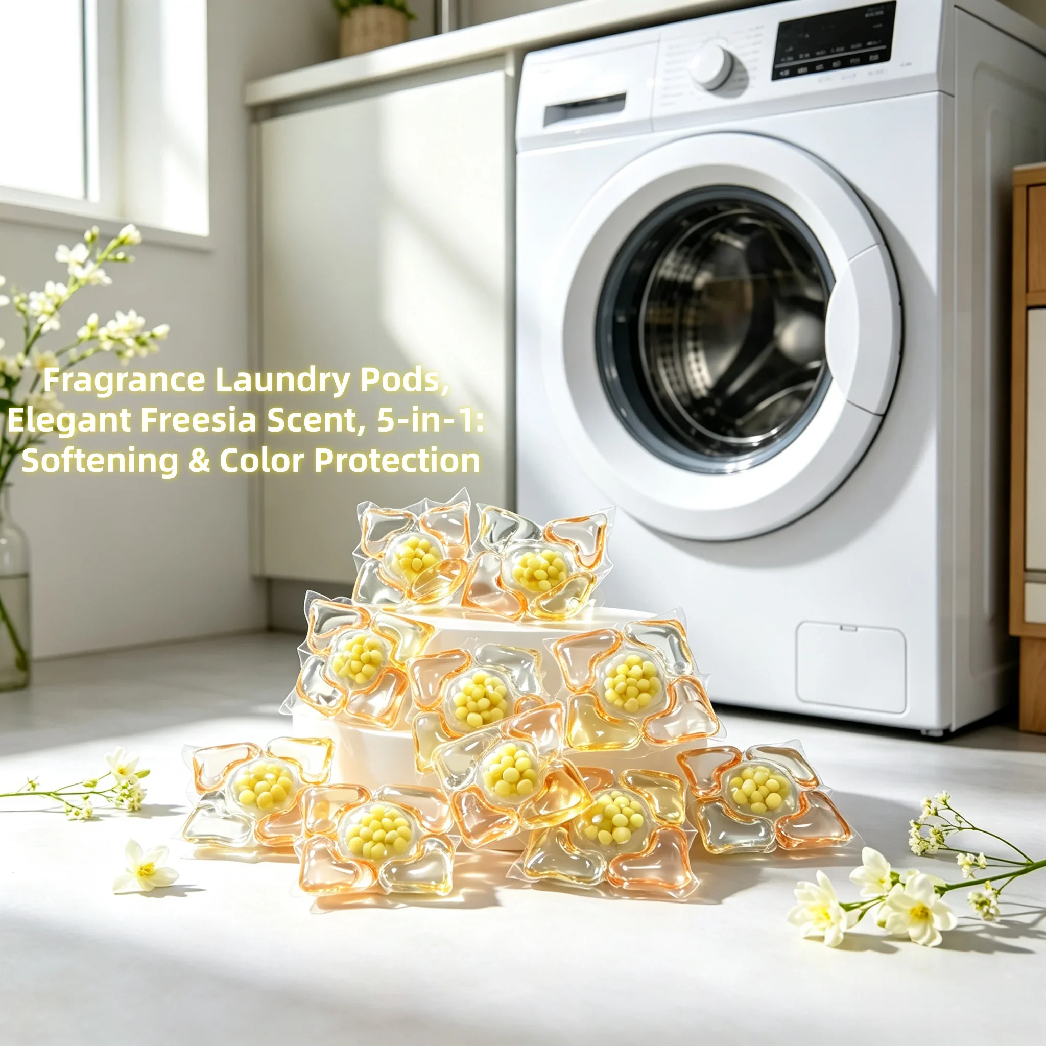 5D Freesia scent Laundry Pods, 30pcs/bag 60pcs/barrel Effective Dirt Remover Laundry Detergent for Daily Clothes Washing - Image 3