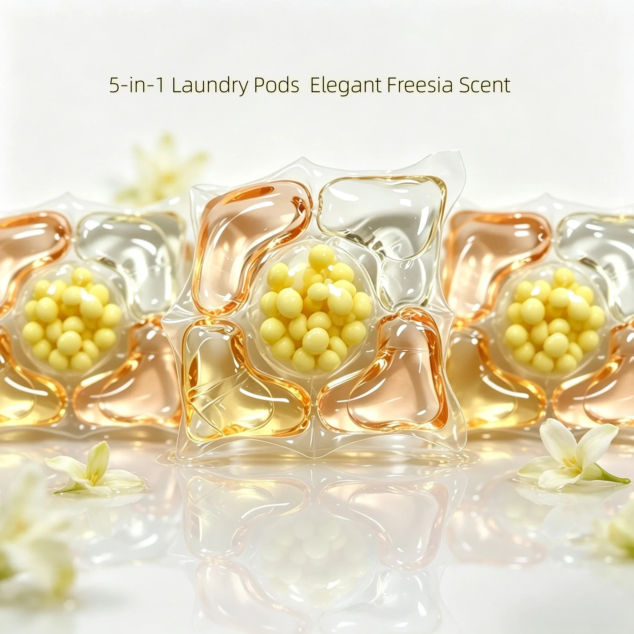 5D Freesia scent Laundry Pods, 30pcs/bag 60pcs/barrel Effective Dirt Remover Laundry Detergent for Daily Clothes Washing