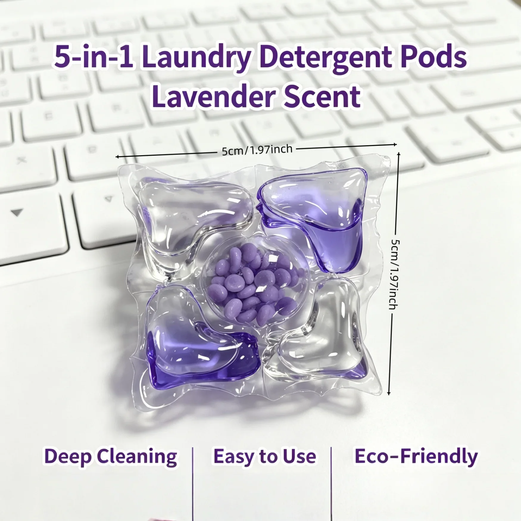 5D Functions Lavender Laundry Pods, 30pcs/bag 60pcs/barrel Effective Dirt Remover Laundry Detergent for Daily Clothes Washing - Image 2