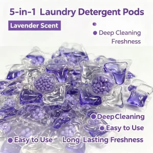 5D Functions Lavender Laundry Pods, 30pcs/bag 60pcs/barrel Effective Dirt Remover Laundry Detergent for Daily Clothes Washing