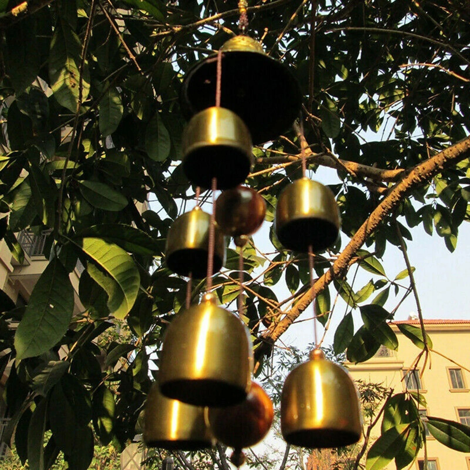 6 Copper Bells Wind Chimes - Outdoor Metal Hanging Ornament, Yard & Garden Decor - Image 3