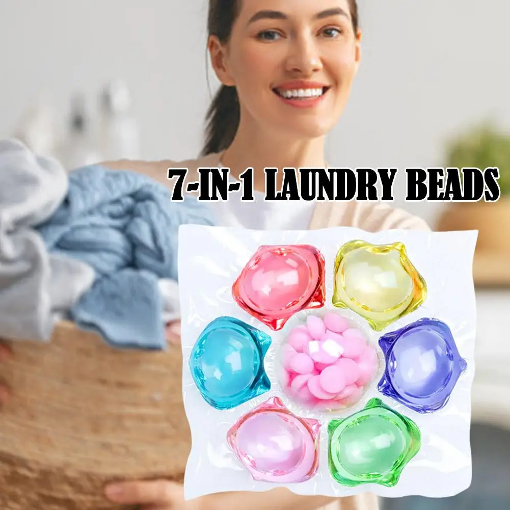 7-in-1 Laundry Beads Water-soluble Softener Laundry Fragrance Enhancer Laundry Detergent Long-lasting Cleaning Capsules 20pcs - Image 4