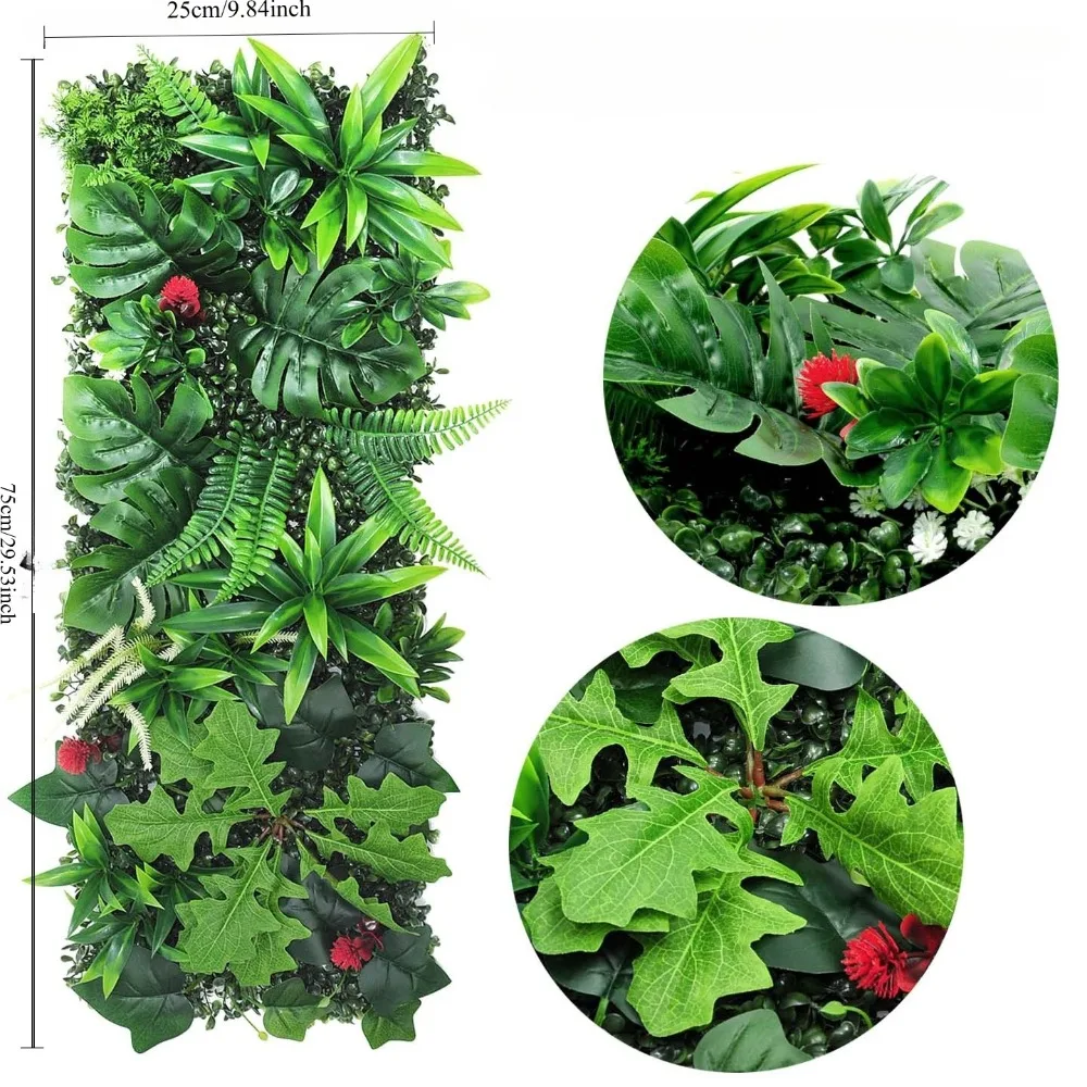 75x25cm Green Plant Wall Panels Artificial Plant Grass Wall Backdrop,Outdoor Hedge Fence Panels Privacy Screen Home Garden Decor - Image 5