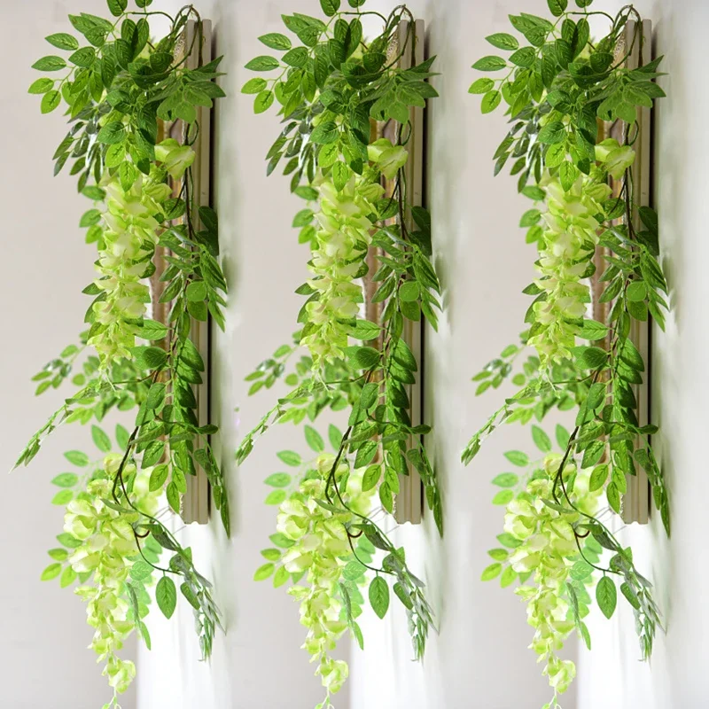 7ft 2m Flower String Artificial Wisteria Vine Garland Plants Foliage Outdoor Home Trailing Flower Fake Flower Hanging Wall Decor - Image 2