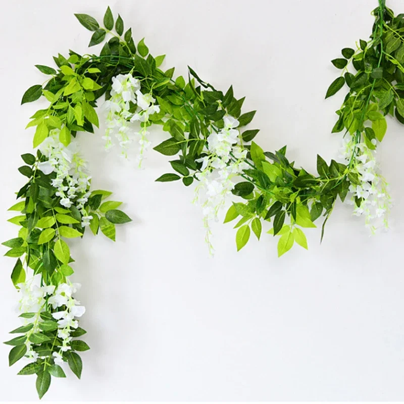 7ft 2m Flower String Artificial Wisteria Vine Garland Plants Foliage Outdoor Home Trailing Flower Fake Flower Hanging Wall Decor - Image 4