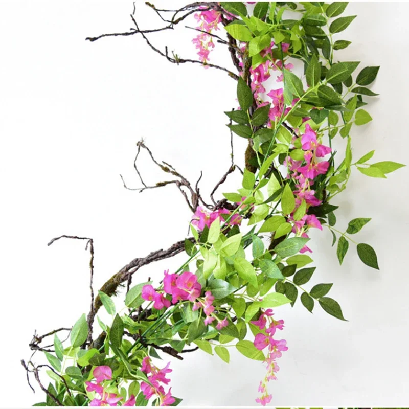 7ft 2m Flower String Artificial Wisteria Vine Garland Plants Foliage Outdoor Home Trailing Flower Fake Flower Hanging Wall Decor - Image 5