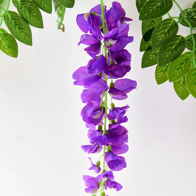 7ft 2m Flower String Artificial Wisteria Vine Garland Plants Foliage Outdoor Home Trailing Flower Fake Flower Hanging Wall Decor - Image 6