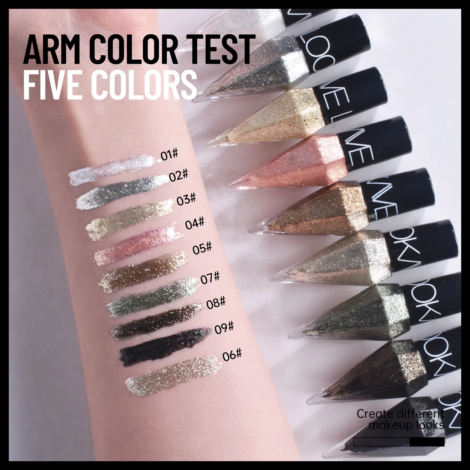 9-Color Diamond Shiny Eye Shadow Eyeliner Pen Pearl Light Color Fast Drying Waterproof Eyeliner Liquid - Image 6