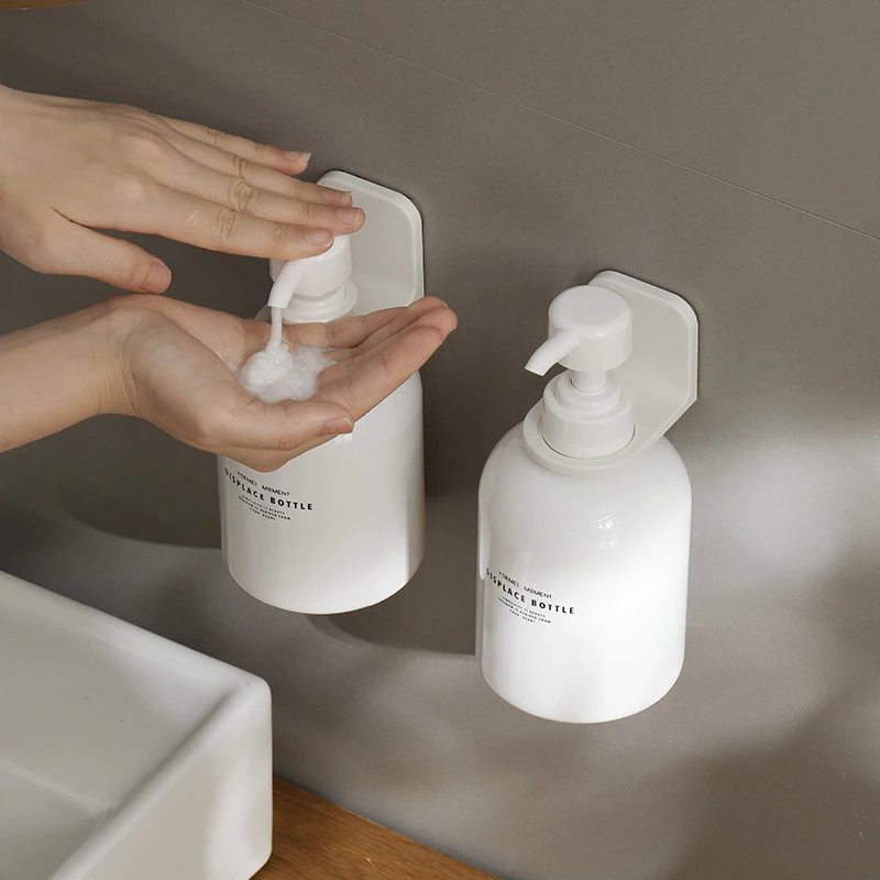 Adjustable Dispenser Bottle Holder Wall Mounted Adhesive Shampoo Lotion Hand Soap Bottle Hanger Bathroom Storage Rack - Image 2