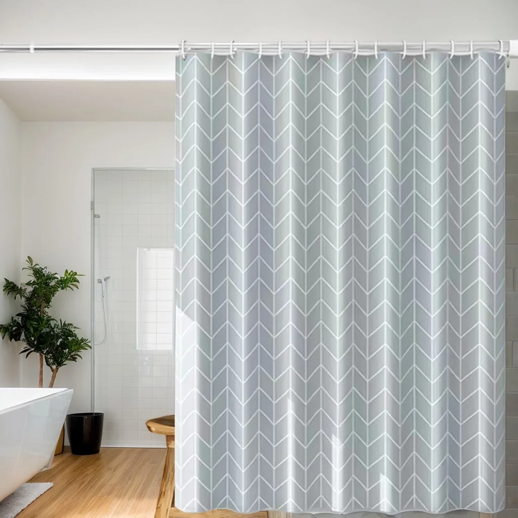 Advanced Grey Mesh Shower Curtain Nordic Wind Waterproof Bathroom Curtain Toilet Dry Wet Separation PEVA Material Waterproof