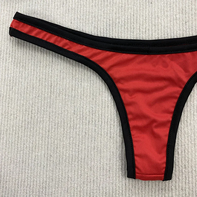 Aesthetic Sexy Spice Girl Beach Contrast Color Swimsuit Solid Shoulder Strap Adjustable Backless Simple Summer Split Bikini Y2K - Image 4