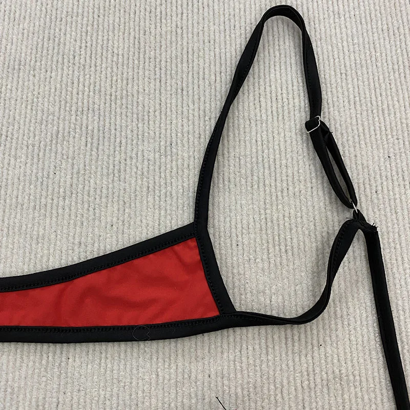 Aesthetic Sexy Spice Girl Beach Contrast Color Swimsuit Solid Shoulder Strap Adjustable Backless Simple Summer Split Bikini Y2K - Image 3