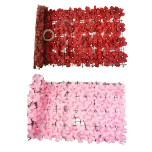 Artificial Cherry Blossom Leaf Panels Faux Privacy Fence Screen For Home Outdoor Garden Balcony Decoration Balcony Decoration