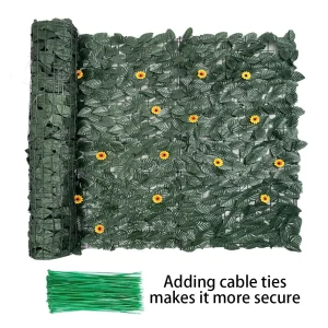 Artificial Ivy Fence Panel Fake Leaf Hedge with Flower Outdoor Balcony Privacy Shield