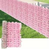 Artificial Ivy Privacy Fence Screen with Pink Flowers Durable Plastic Outdoor Decoration for Gardens Terraces Balconies