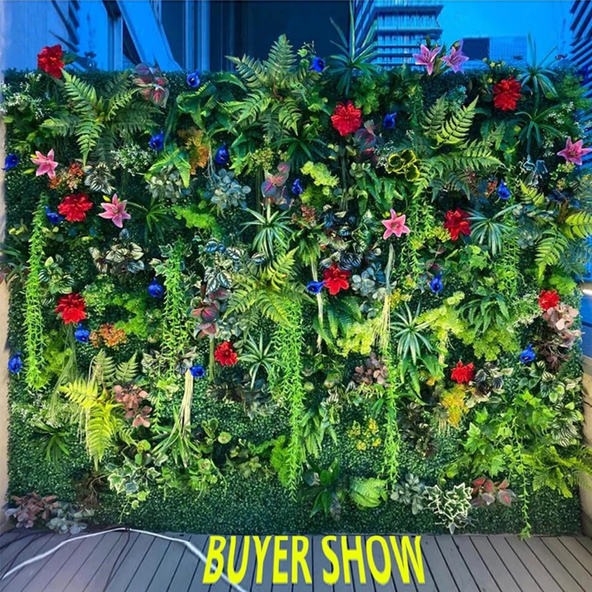 Artificial Plant Wall Reusable Grass Backdrop Wall Panel Plastic Garden Grass Flower Wall Fake Green Plant Hanging Fencing Décor - Image 2