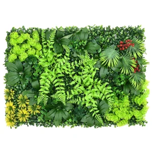 Artificial Plant Wall Reusable Grass Backdrop Wall Panel Plastic Garden Grass Flower Wall Fake Green Plant Hanging Fencing Décor