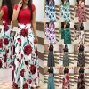 Autumn hot selling European and American flower color matching dresses, long dresses, women's clothing in stock