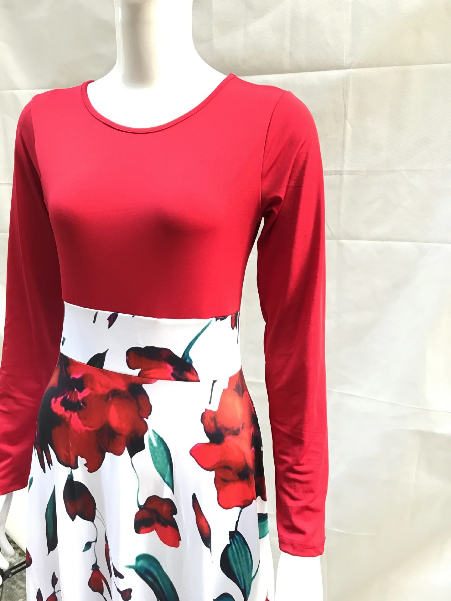 Autumn hot selling European and American flower color matching dresses, long dresses, women's clothing in stock - Image 3