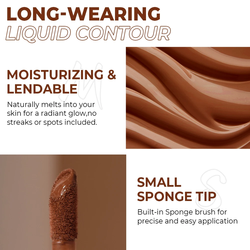 BEAUTY GLAZED Liquid Contour Natural Weightless Long-wearing Smudgeproof Bronzer Face Cosmetics - Image 5