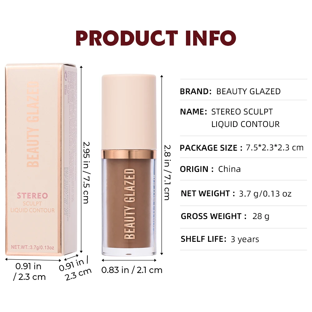 BEAUTY GLAZED Liquid Contour Natural Weightless Long-wearing Smudgeproof Bronzer Face Cosmetics - Image 6