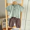 Baby Boy Clothes Comfortable Top+ Striped Trousers 2pcs Summer Casual Clothes Set Korean Style Clothes for Toddlers 0-3Years