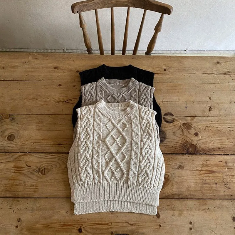 Baby Girl Knitwear Sleeveless Sweaters Autumn Boys Cotton Vest Coat Solid Tops Knit Waistcoat Toddler Pullover Outerwear 0-3Y - Image 5