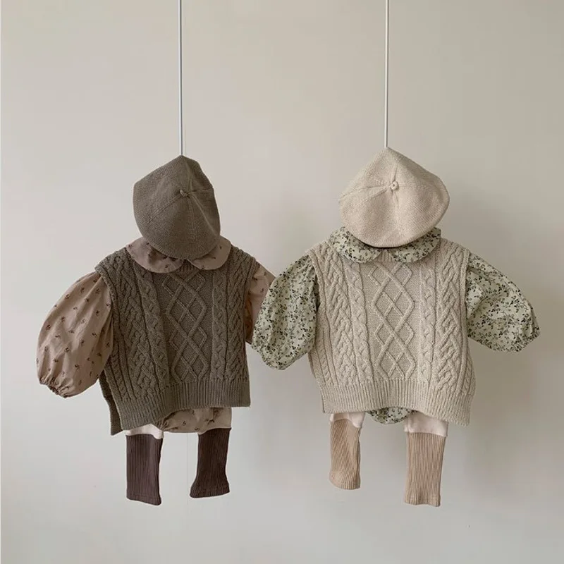 Baby Girl Knitwear Sleeveless Sweaters Autumn Boys Cotton Vest Coat Solid Tops Knit Waistcoat Toddler Pullover Outerwear 0-3Y - Image 6