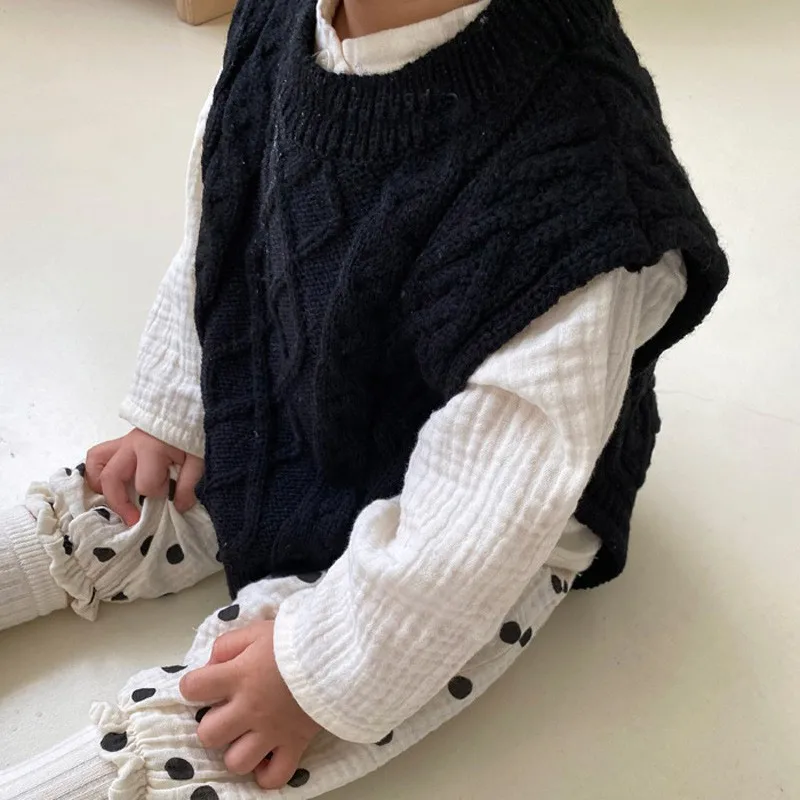 Baby Girl Knitwear Sleeveless Sweaters Autumn Boys Cotton Vest Coat Solid Tops Knit Waistcoat Toddler Pullover Outerwear 0-3Y - Image 4