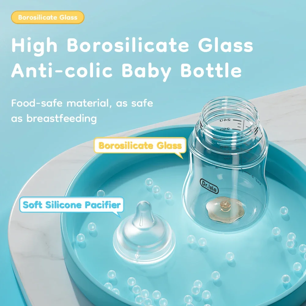 Baby Glass Bottle High Borosilicate 80/160/240ml Wide-mouthed Anti-bloating Clear Scale Newborn Feeding Bottles GB61 - Image 3